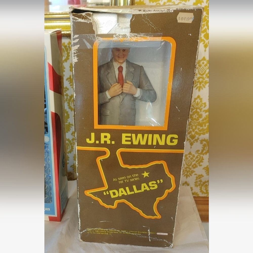 Vintage 1980 J.R. EWING DALLAS McCormick Whiskey Wind Up Musical Decanter